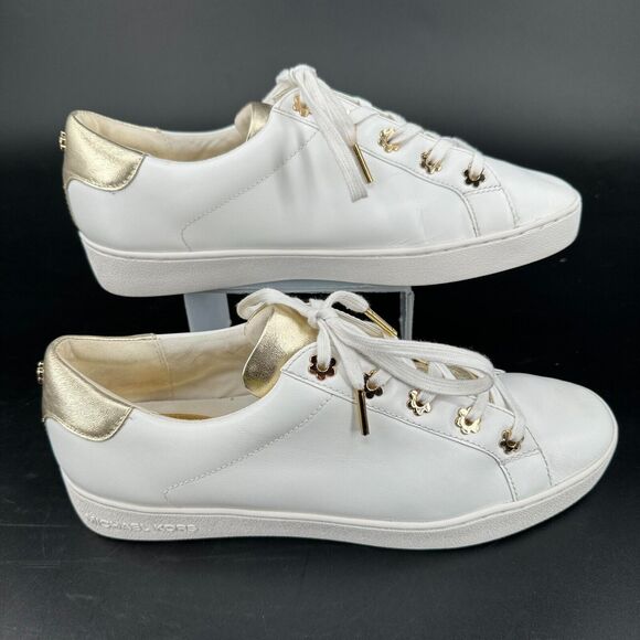Michael Kors Shoes - Michael Kors Irving WOMENS White Leather Gold Eyelets Lace Up Casual Shoes 10